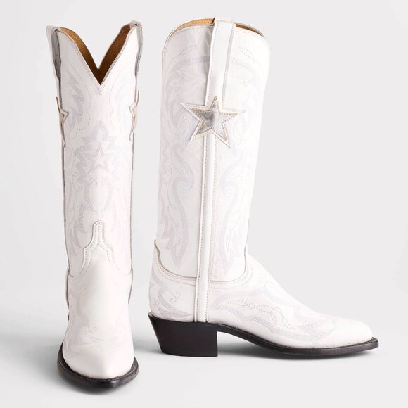 Lucchese Gina White Cowboy Cheer Boots | Dallas Cowboys Edition | Size 7.5 - Picture 1 of 12